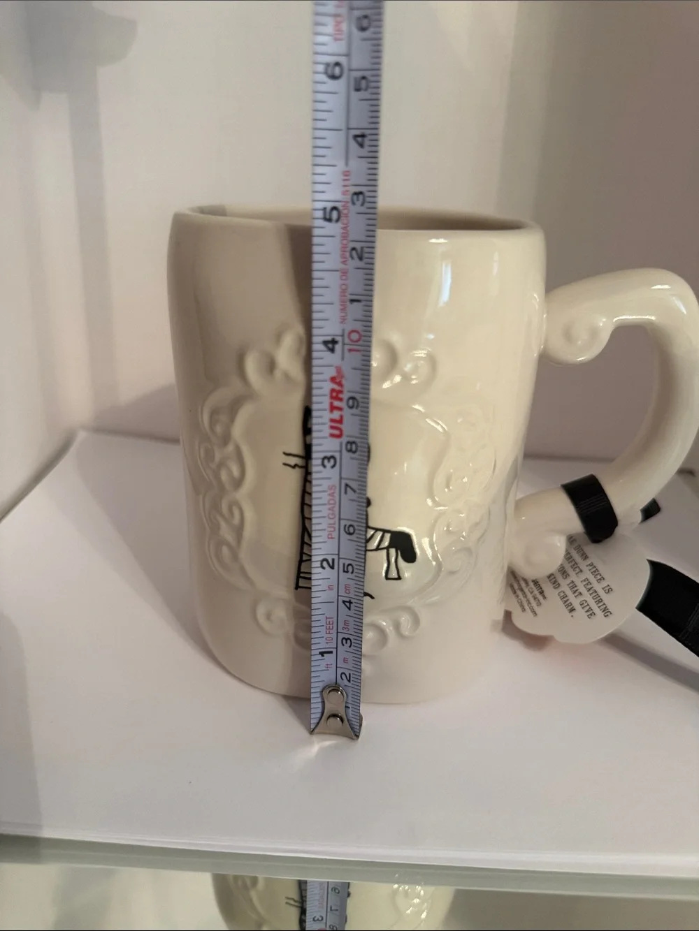 Rae Dunn Cream Cat Mum Halloween Mug with Black Cat Design Cat Mom
